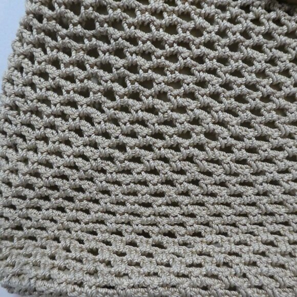 The Sak Tan Fishnet Crochet Weave Braided Leather Straps Handbag Tote Purse - Picture 4 of 9